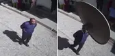 Yolda yürüyen vatandaşın üzerine çanak anten düştü
