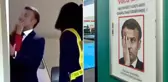 Eşinden tokat yiyen Macron rezil oldu! Afişte yazan slogan bomba