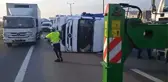 Pendik'te TIR Devrildi, Trafik Tek Şeritten Akıyor