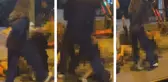 Bir kadın cadde ortasında iki kadını birden yere serip yumrukladı