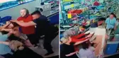 Markette kadını saçlarından tutup yerde yumrukladı! Yaptığı yanına kalmadı