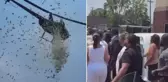 Gökten para yağdı, vatandaşlar yakalamak için birbiriyle yarıştı