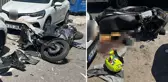 Kan donduran kaza! Motosikletlinin ayağı koptu