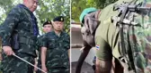 Tayland-Kamboçya savaşından ilginç görüntüler! Sınıra fil konuşlandırıldı