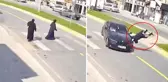 Karşıdan karşıya geçmeye çalışan kadın, hayatını şokunu yaşadı