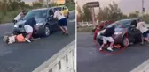 Dehşete düşüren görüntü Türkiye'den: Önce çarptı, ardından ezerek üzerinden geçmeye çalıştı