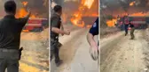 Çanakkale'deki orman yangınında itfaiye ekibi alevlerin arasında kaldı: Eyvah, kaç kaç