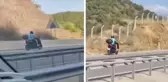 Ters şeritte kilometrelerce giden motosikleti kameralar böyle kaydetti