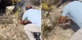 Suyu biten vatandaşlar alevlere avuç avuç toprak atarak müdahale etti