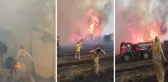 Çanakkale'de alev savaşçılarının zorlu mücadelesi kamerada! Ateş çemberinin içinde kaldılar