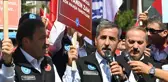 İş bırakan memurlar Hazine ve Maliye Bakanlığı'nın önünde resti çekti: Alnını karışlarım
