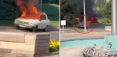 TBMM önünde beyaz Toros yakıldı