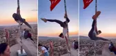 Türk bayrağında direk dansı! Görüntüler Valiliği harekete geçirdi
