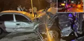 Direksiyon hakimiyetini kaybedip park halindeki araca çarptı