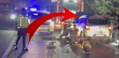 Yolun ortasına oturdu, altına aldığı araç metrelerce sürükledi