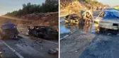 Araçlar bile tanınamaz hale geldi! 3 kişi yanarak hayatını kaybetti