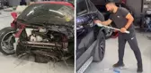 Ferrari'yi perte çıkartan ustadan yeni skandal! Bu kez aracın boyasını kaldırdı