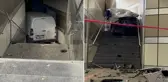 Lastiği patlayan araç metroya daldı, merdivenlerde sıkıştı