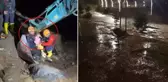 Rize'de yağış, sel ve heyelan! Vatandaşlar iş makineleriyle kurtarıldı