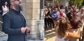 Başörtüsü yasağını kutlayan grubun karşısına geçip bağırdı: Burası Müslüman Türk devletidir