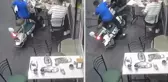 Elektrikli bisikletiyle, yemek yiyenlerin arasına daldı
