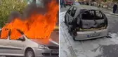Dini nikahla birlikte yaşadığı adamın otomobilini ateşe verdi