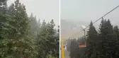 Uludağ'da beklenen yağış geldi! İlk kar taneleri düştü