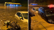 Şile yolu kapandı, araçlar sular altında kaldı