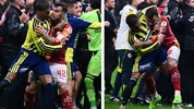 Galatasaray-Fenerbahçe derbisi biter bitmez kavga çıktı