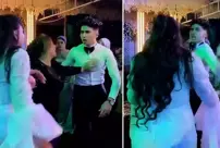 During the argument that broke out at the wedding, the groom beat the bride in front of everyone, using kicks and punches.