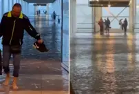 The international airport in Spain, hit by the storm, was submerged.