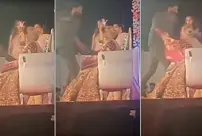 The bride's ex-boyfriend crashed the wedding! He first shook the groom's hand and then punched him.