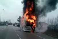 The bus that set off from Samsun was engulfed in flames, and the passengers narrowly escaped with their lives.