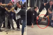 The security guard bit the leg of the citizen he was arguing with.