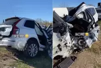 The Volvo, known for its durability, split in half after the accident.