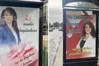 He celebrated his wife's birthday by posting an announcement at the bus stops.