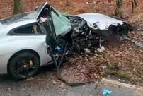 The vehicle ended up like this: The Premier League star was involved in a terrible accident.