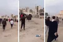 The people in Manbij started to chase away the terrorists with stones and sticks.