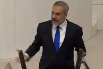 Minister Fidan's slap-in-the-face response to DEM Party members who interrupted him.