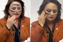 A CHP deputy painted their face black in the Parliament.