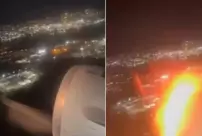 The plane that caught fire due to a bird strike made an emergency landing.