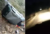 The car rolled off the cliff like this during the live broadcast.