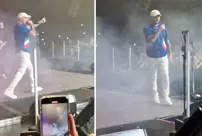 The famous rapper entered the stage shouting 