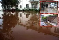 Heavy rain in Bodrum paralyzed life! Roads turned into lakes, and homes were flooded.