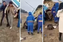 The moment the passengers were rescued from the plane that crashed in Kazakhstan.