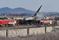 First images from the plane crash in South Korea.