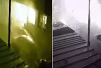 The natural gas disaster that injured 13 people captured on security camera.