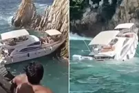 The luxury yacht that crashed into the rocks sank within minutes.