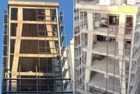 The tilted columns of the building under construction in Istanbul have sparked controversy.