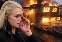 Paris Hilton watched live as flames engulfed her home.